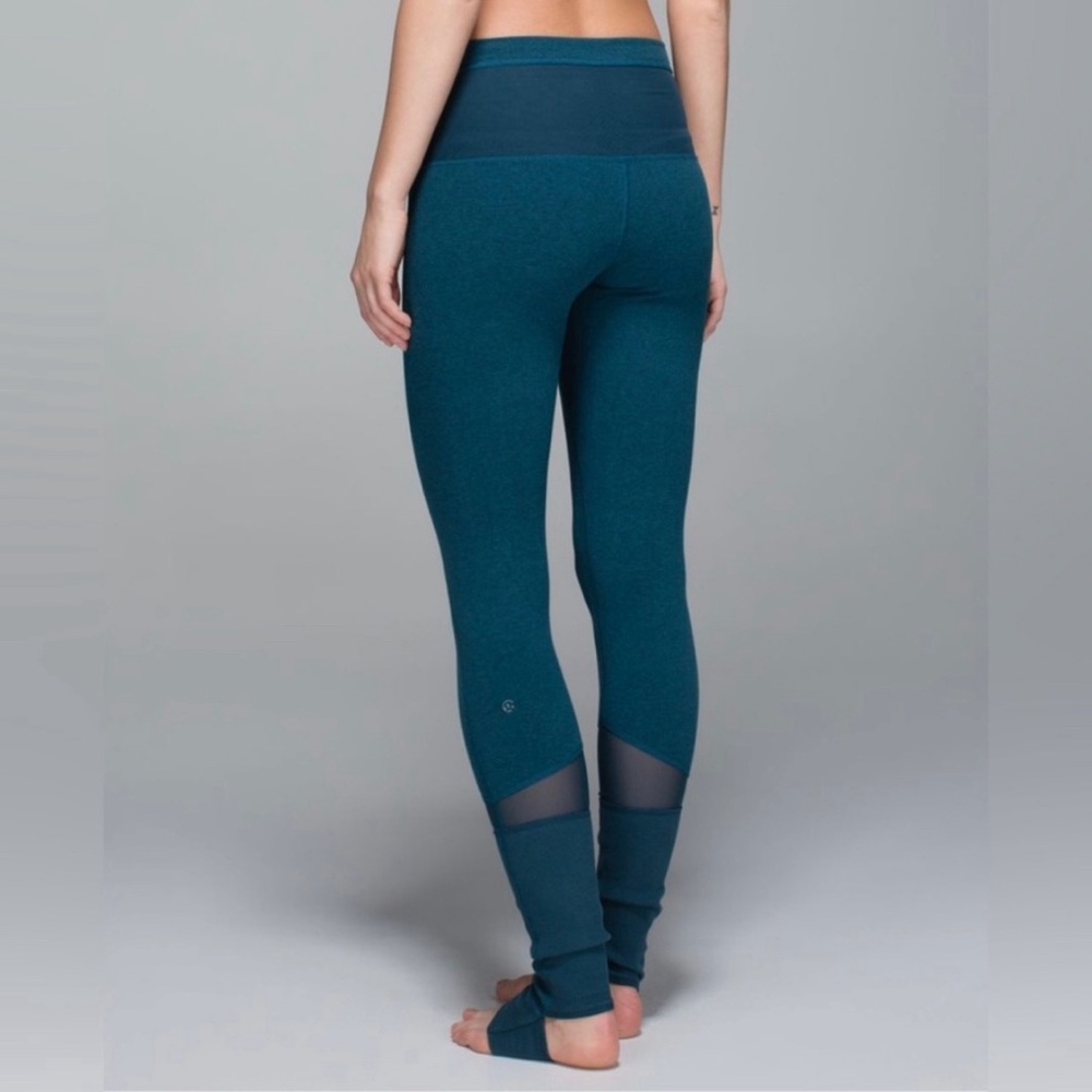 lululemon athletica Blue and Green Leggings with Mesh Panels